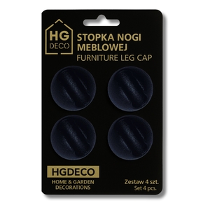 Podkładka ochronna czarna 4 szt. z tworzywa pod nogi meblowe hairpin HGDECO