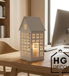 Lampion metalowy domek biały XL 50 cm dekoracja wnętrz i ogrodu HGDECO