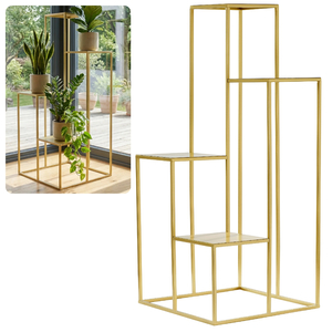Kwietnik metalowy stojący na cztery doniczki  złoty PREMIUM92 cm