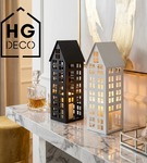 Lampion metalowy domek biały 47 cm dekoracja wnętrz i ogrodu HGDECO