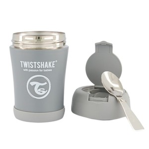Pojemnik termiczny 350 ml szary z łyżeczką Twistshake