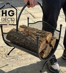 Kosz na drewno do kominka Stojak na drewno kominkowe Kosz metalowy czarny