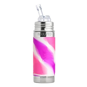 Termobutelka ze słomką 260ml różowy swirl PURA