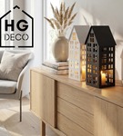 Lampion metalowy domek czarny 40 cm dekoracja wnętrz i ogrodu HGDECO