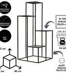 Kwietnik metalowy stojący na cztery doniczki CASCADE Premium czarny 92 cm