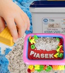 Piasek kinetyczny 3 kg + foremki literki + piaskownicą ADAM TOYS