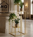Kwietnik metalowy stojący na cztery doniczki  złoty PREMIUM92 cm