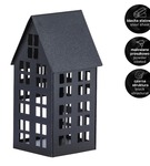 Lampion metalowy domek czarny 33 cm dekoracja wnętrz i ogrodu HGDECO