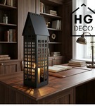 Lampion metalowy domek czarny XXL 80 cm dekoracja wnętrz i ogrodu HGDECO