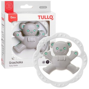 Grzechotka miś szaro miętowy Tullo