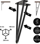 Metalowa noga do komody hairpin legs do pufy trzy pręty noga loftowa TL25 cm