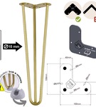 Metalowa noga hairpin legs do stolika kawowego trzy pręty noga złota TL40 cm