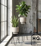 Zestaw: metalowy stojak na doniczkę MALMO 43 cm czarny + osłonka HGDECO