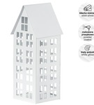 Lampion metalowy domek biały 40 cm dekoracja wnętrz i ogrodu HGDECO