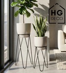 Zestaw: metalowy stojak na doniczkę MALMO 43 cm czarny + osłonka HGDECO