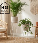 Zestaw: metalowy stojak na doniczkę MALMO 43 cm biały+ ceramiczna osłonka HGDECO