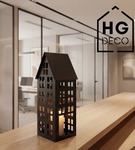 Lampion metalowy domek czarny 40 cm dekoracja wnętrz i ogrodu HGDECO
