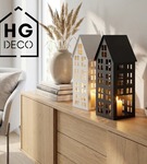 Lampion metalowy domek biały 40 cm dekoracja wnętrz i ogrodu HGDECO