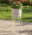 Zestaw: metalowy stojak na doniczkę MALMO 43 cm biały+ ceramiczna osłonka HGDECO