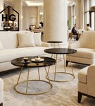 Nowoczesna złota noga do stolika kawowego solidny metalowy stelaż okrągły RING 50 cm