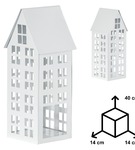 Lampion metalowy domek biały 40 cm dekoracja wnętrz i ogrodu HGDECO