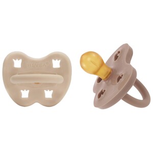 Smoczek okrągły 3-36m zestaw 2 sztuk Sand & Tan Beige Hevea Planet