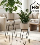 Zestaw: metalowy stojak na doniczkę MALMO 43 cm czarny + osłonka HGDECO