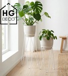 Zestaw: metalowy stojak na doniczkę MALMO 43 cm biały+ ceramiczna osłonka HGDECO