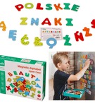 Magnetyczne drewniane literki polskie znaki Lelin