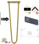 Hairpin noga metalowa dwunoga do stolika kawowego do ławy złota DP50 cm