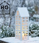 Lampion metalowy domek biały 47 cm dekoracja wnętrz i ogrodu HGDECO