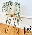 Zestaw: metalowy stojak na doniczkę MALMO 43 cm złoty + ceramiczna osłonka HGDECO