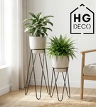 Zestaw: metalowy stojak na doniczkę MALMO 73 cm czarny  + ceramiczna osłonka EMI  HGDECO  