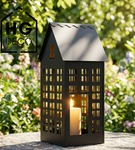 Lampion metalowy domek czarny XL 50 cm dekoracja wnętrz i ogrodu HGDECO
