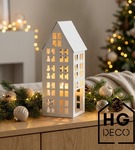 Lampion metalowy domek biały 40 cm dekoracja wnętrz i ogrodu HGDECO