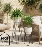 Zestaw: metalowy stojak na doniczkę MALMO 43 cm czarny + osłonka HGDECO