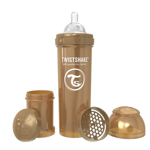TWISTSHAKE Butelka antykolkowa 330ml perłowa miedziana