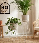 Zestaw: metalowy stojak na doniczkę MALMO 73 cm biały + ceramiczna osłonka HGDECO