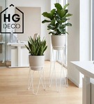 Zestaw: metalowy stojak na doniczkę MALMO 73 cm biały + ceramiczna osłonka HGDECO