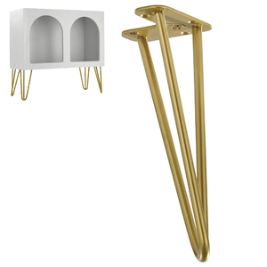 Metalowa noga hairpin do komody szafki RTV do pufy trzy pręty złota TL25 cm