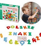 Magnetyczne drewniane literki polskie znaki Lelin