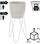 Zestaw: metalowy stojak na doniczkę MALMO 43 cm biały+ ceramiczna osłonka HGDECO