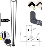 Metalowa noga hairpin legs do stołu biurka trzy pręty noga loftowa TL80 cm
