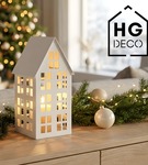 Lampion metalowy domek biały 33 cm dekoracja wnętrz i ogrodu HGDECO