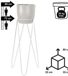 Zestaw: metalowy stojak na doniczkę MALMO 73 cm biały + ceramiczna osłonka HGDECO