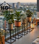 Metalowy kwietnik stojak na kwiatek loftowy kwietnik czarny TOWER 40 cm