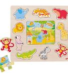 Drewniane puzzle z układanką zoo Goki