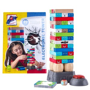 WOODY  Gra typu wieża jenga + elektroniczny zegar 