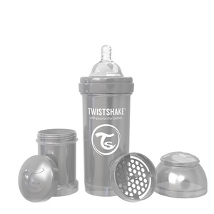 Butelka antykolkowa 260ml perłowa szara TWISTSHAKE