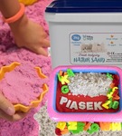 Piasek kinetyczny 3 kg + foremki literki + piaskownicą ADAM TOYS